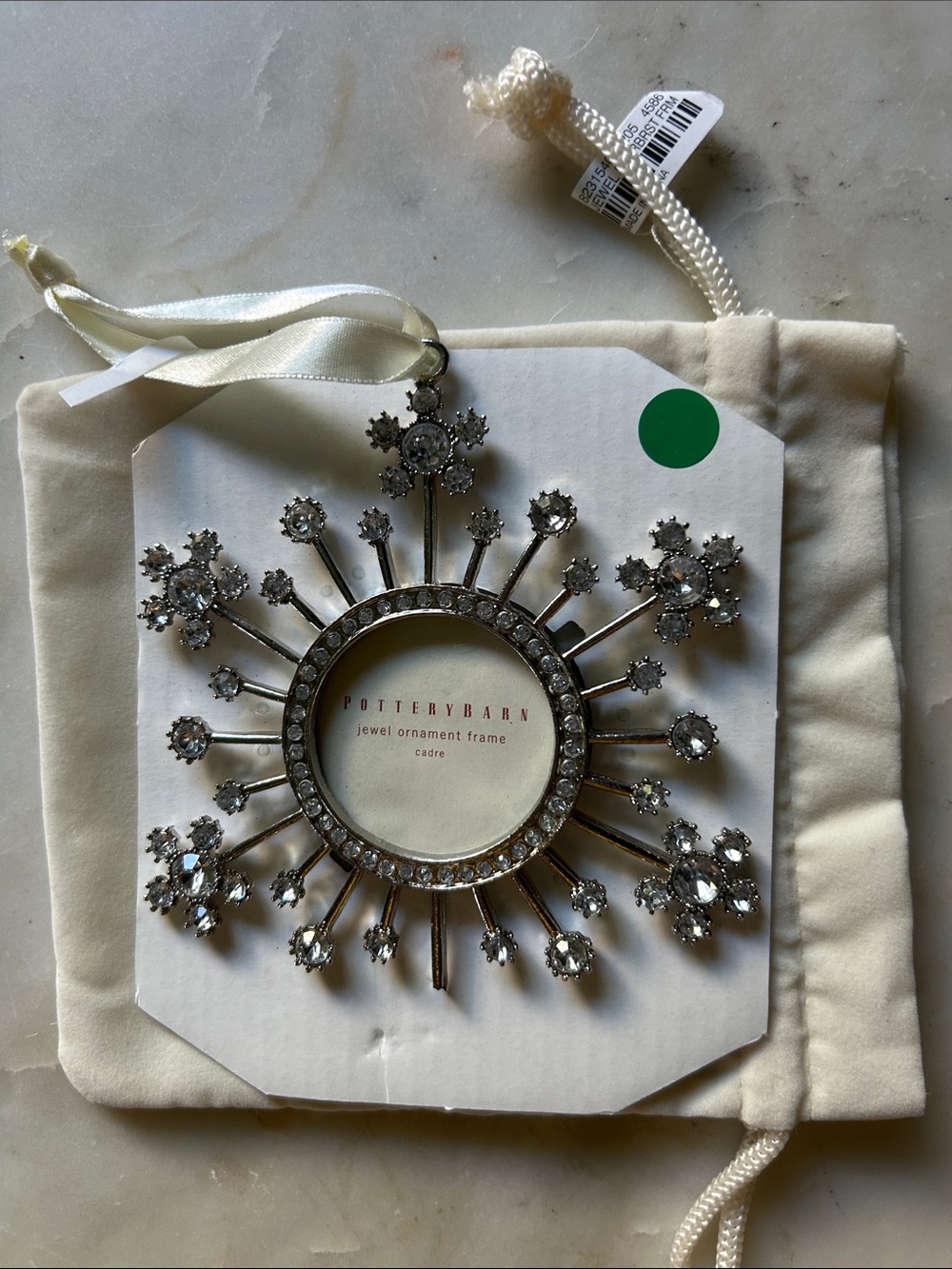 Pottery Barn Silver Crystal Sunburst Jewel Ornament Frame